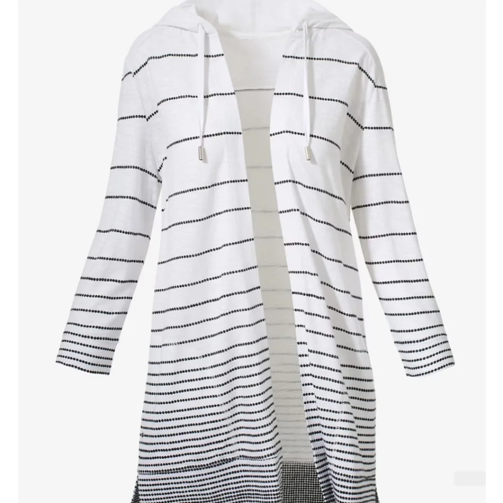 Chico's Ombre Dots Open-Front Hoodie Tunic